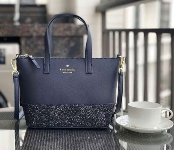 kate spade Handbags - Kate Spade Ina Greta Court Glitter Crossbody Bag Top Handle Handbag in Navy Blue